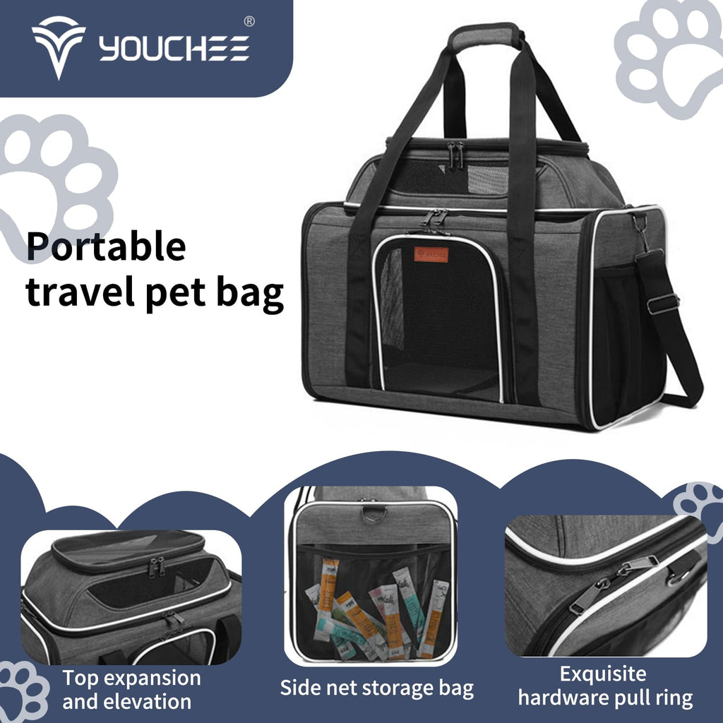 19" Large Soft-Sided Pet Carrier with Mesh, Grey J166259