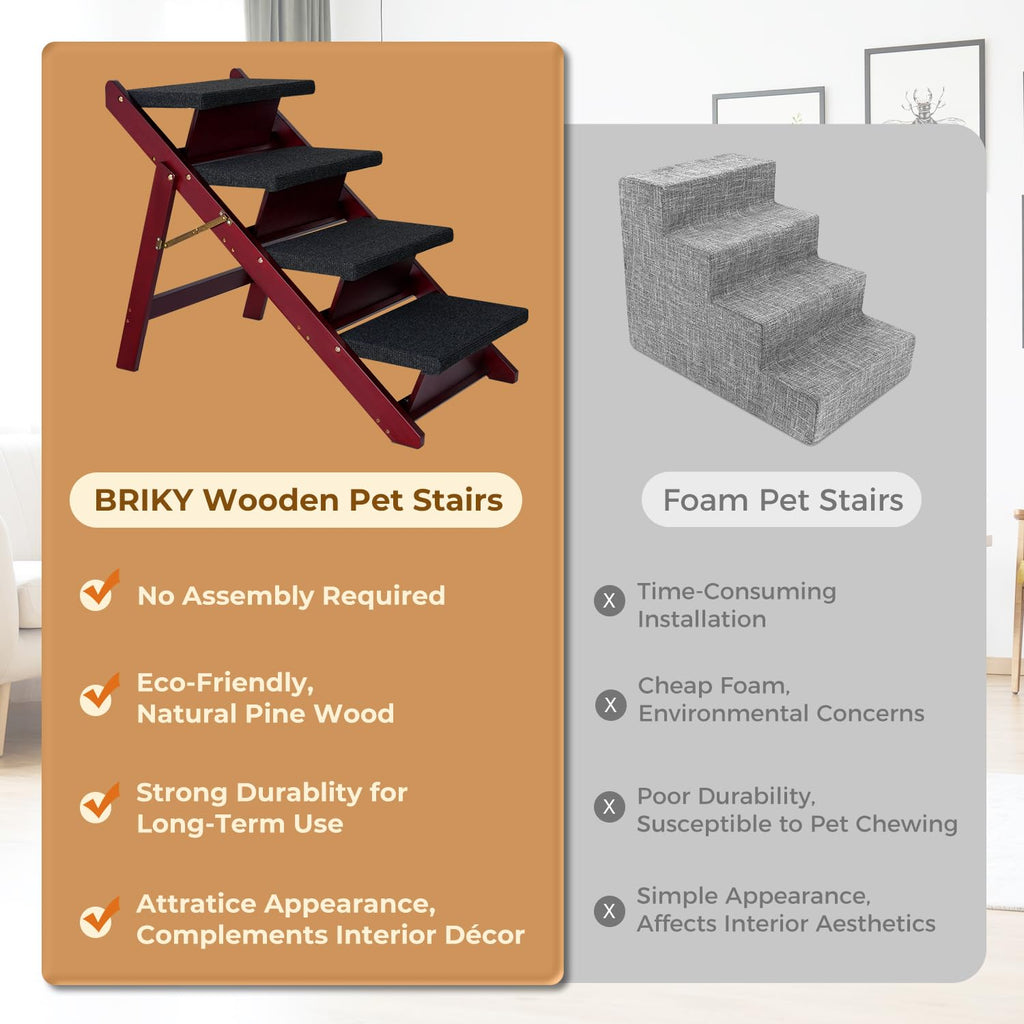 Foldable 4 Steps Wooden Dog Stairs Y964929