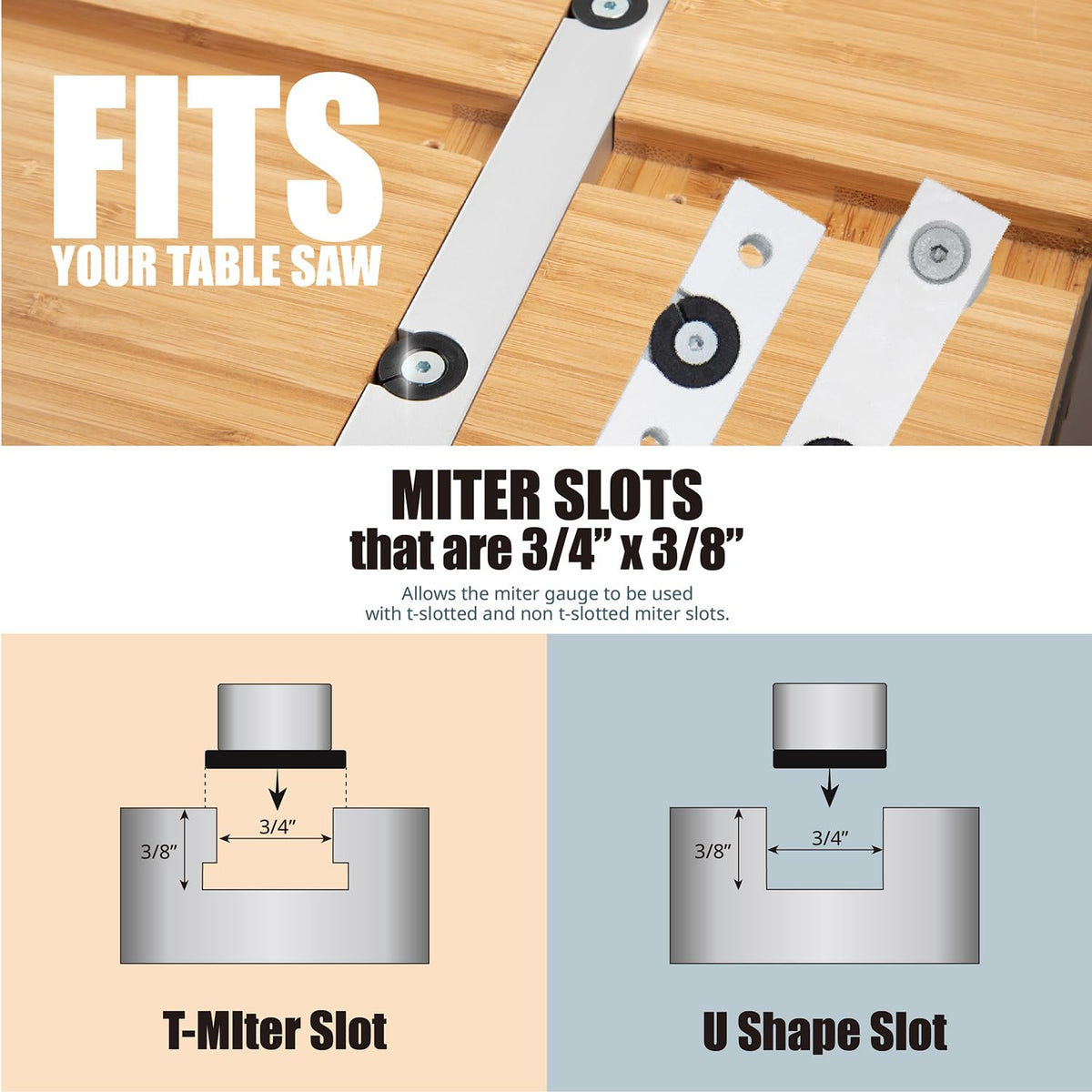Table Saw Precision Miter Gauge System with 27 Angle Stops and T-Slotted Miter Bar T98053