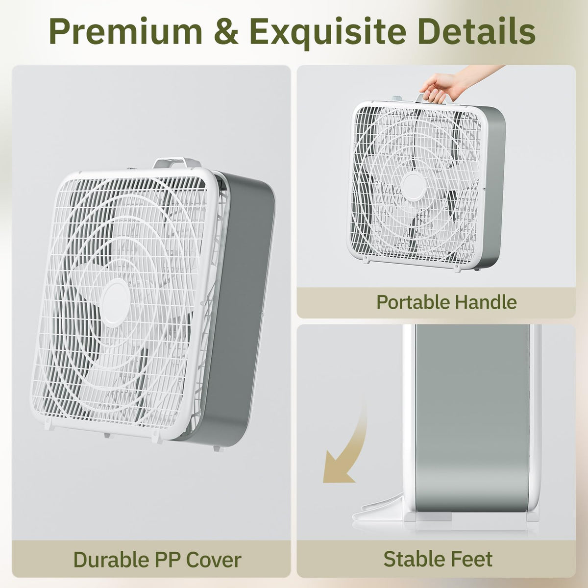 20” 3-Speed Box Fan with Safety Grill, White F155324