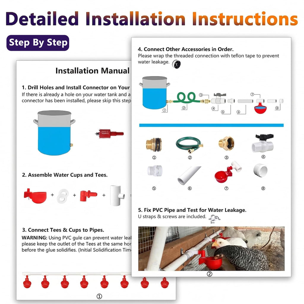 Automatic Chicken Watering System with PVC Pipe R37190