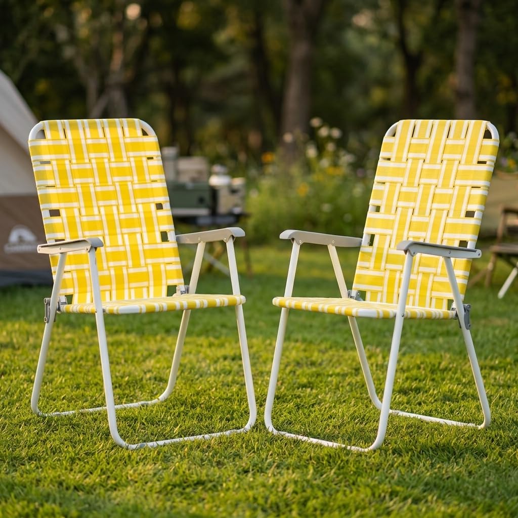 Heavy Duty Webbed Lawn Chair Set of 2 with Aluminum Frame W84243