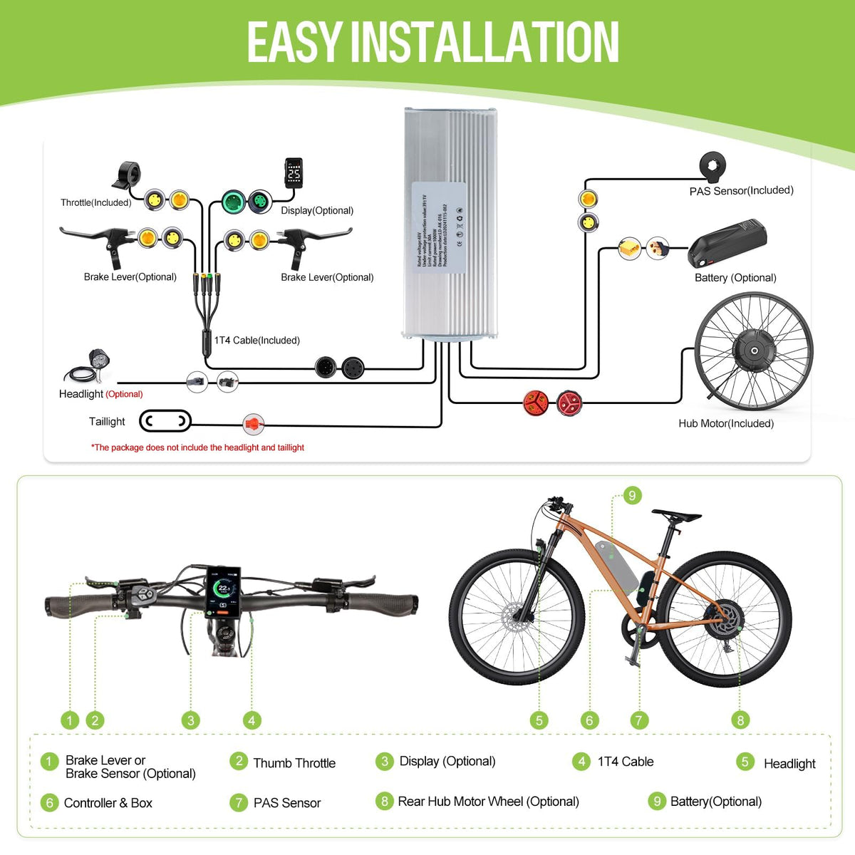 20" 26" 1000W Fat Tire Ebike Conversion Kit D70451
