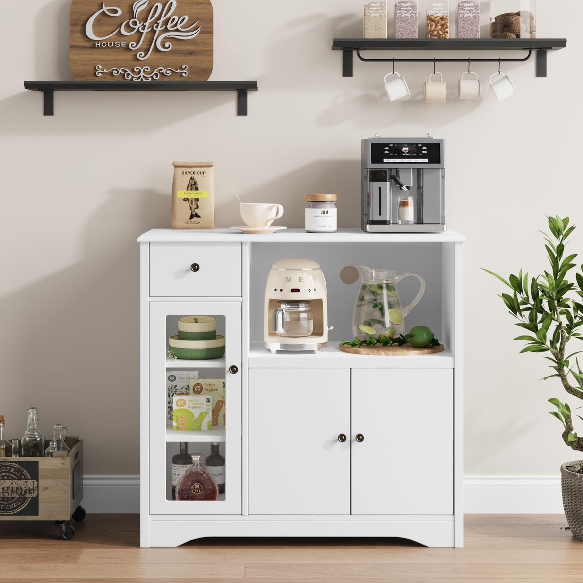 White Microwave Cabinet X4386