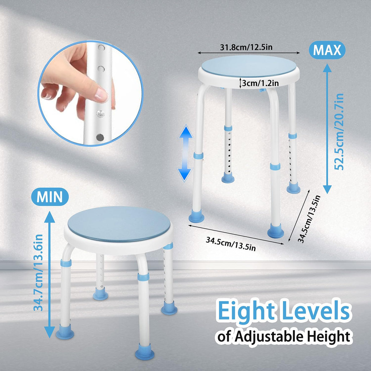 Foldable Adjustable Swivel Bath Seat Shower Chair Stool Z50585