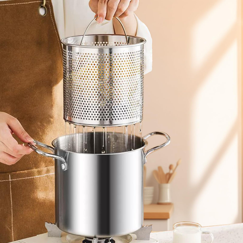 3.5L Stainless Steel Deep Fryer Pot with Lid and Basket S161145