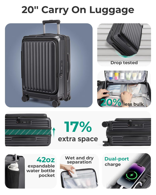 20" Expandable Carry-On Black J1046