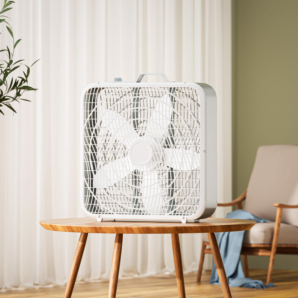 20” 3-Speed Box Fan with Safety Grill, White F155324