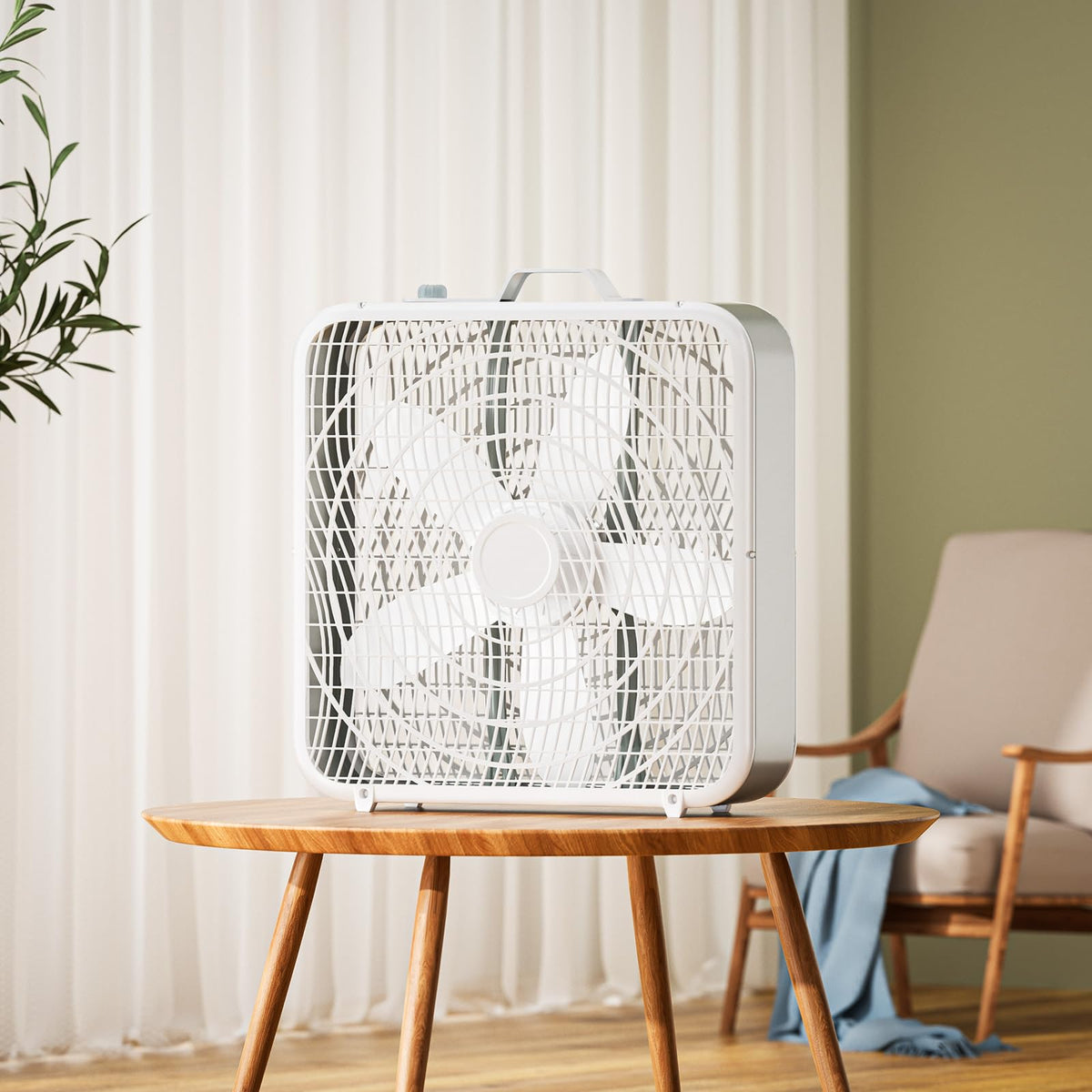 20” 3-Speed Box Fan with Safety Grill, White F155324