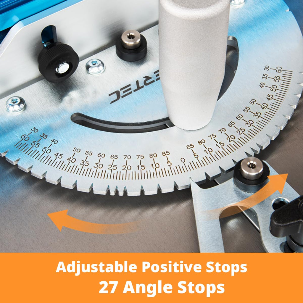 Table Saw Precision Miter Gauge System with 27 Angle Stops and T-Slotted Miter Bar T98053