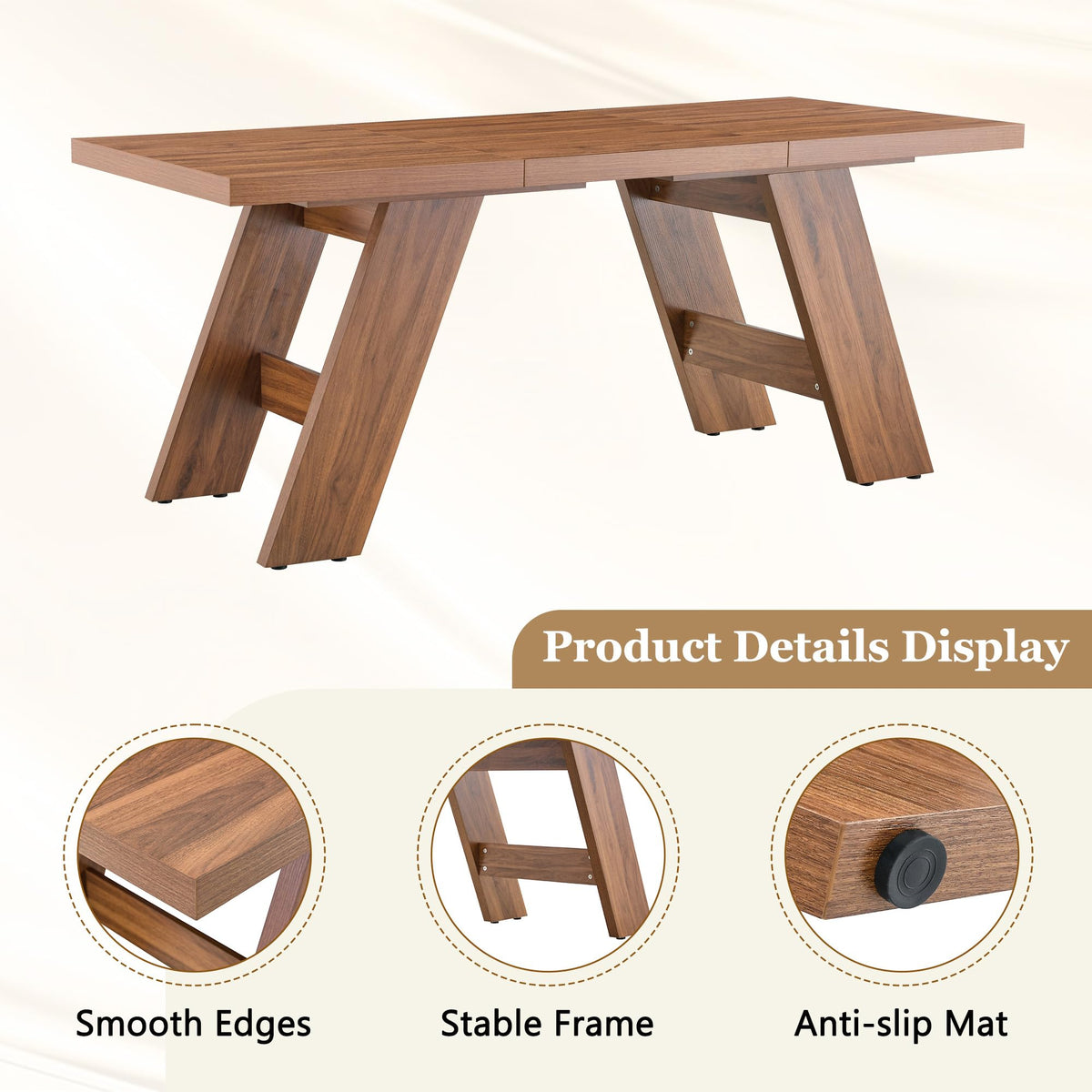 71" Wood Dining Table Set for 8 L707