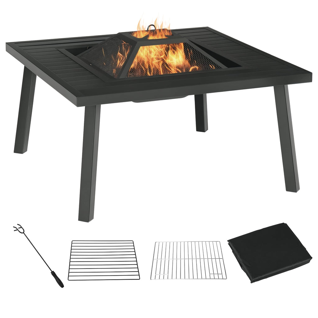 34-Inch Wood Burning Fire Pit with Grill B280304