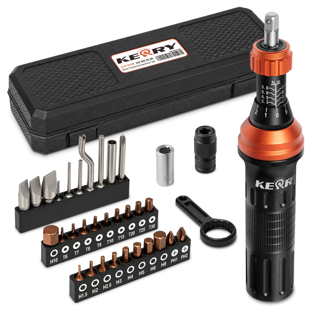 1/4 Inch Pound Torque Screwdriver Set, 10-80 In-Lb, 34-Pieces Bits N5335