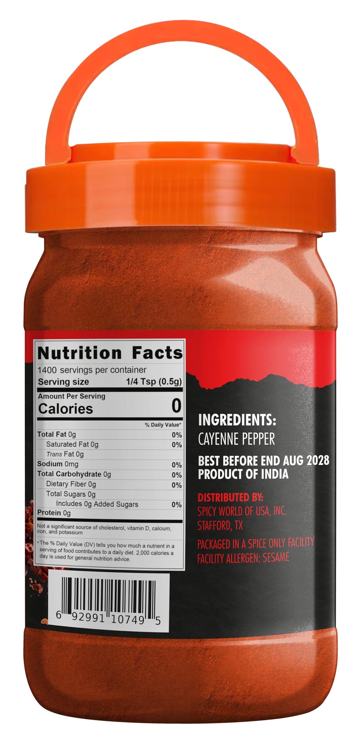 Cayenne Pepper Powder 2.5LB Jar 50,000 SHU Gluten Free T1309