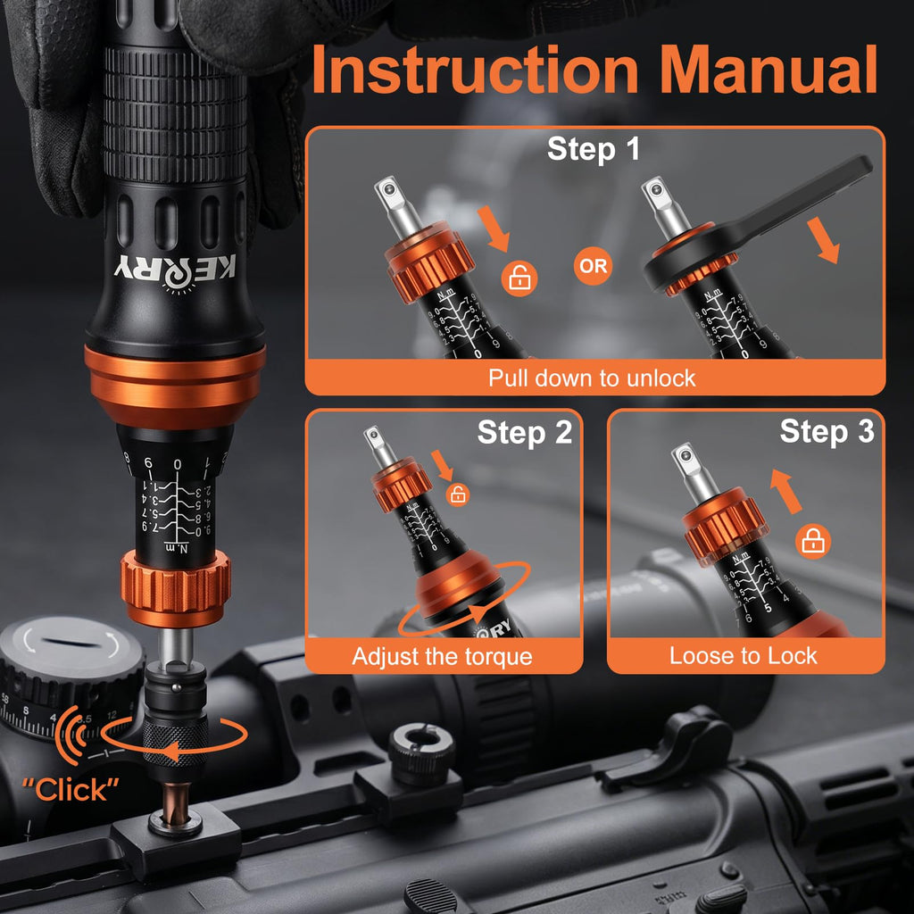 1/4 Inch Pound Torque Screwdriver Set, 10-80 In-Lb, 34-Pieces Bits N5335