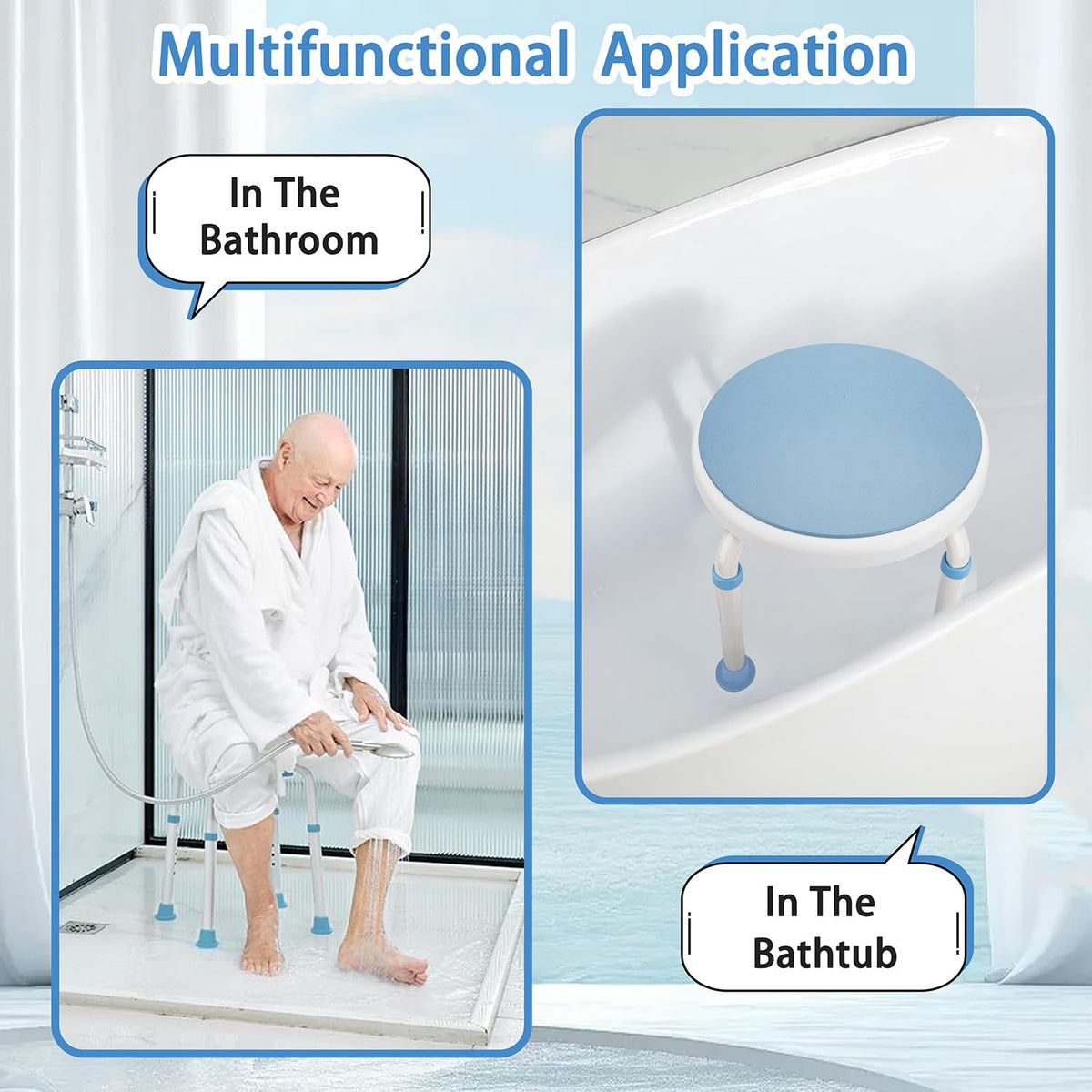 Foldable Adjustable Swivel Bath Seat Shower Chair Stool Z50585