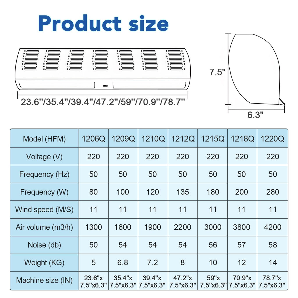 Wall Mounted Air Curtain 36 Inch Adjustable 2 Speed Y2306