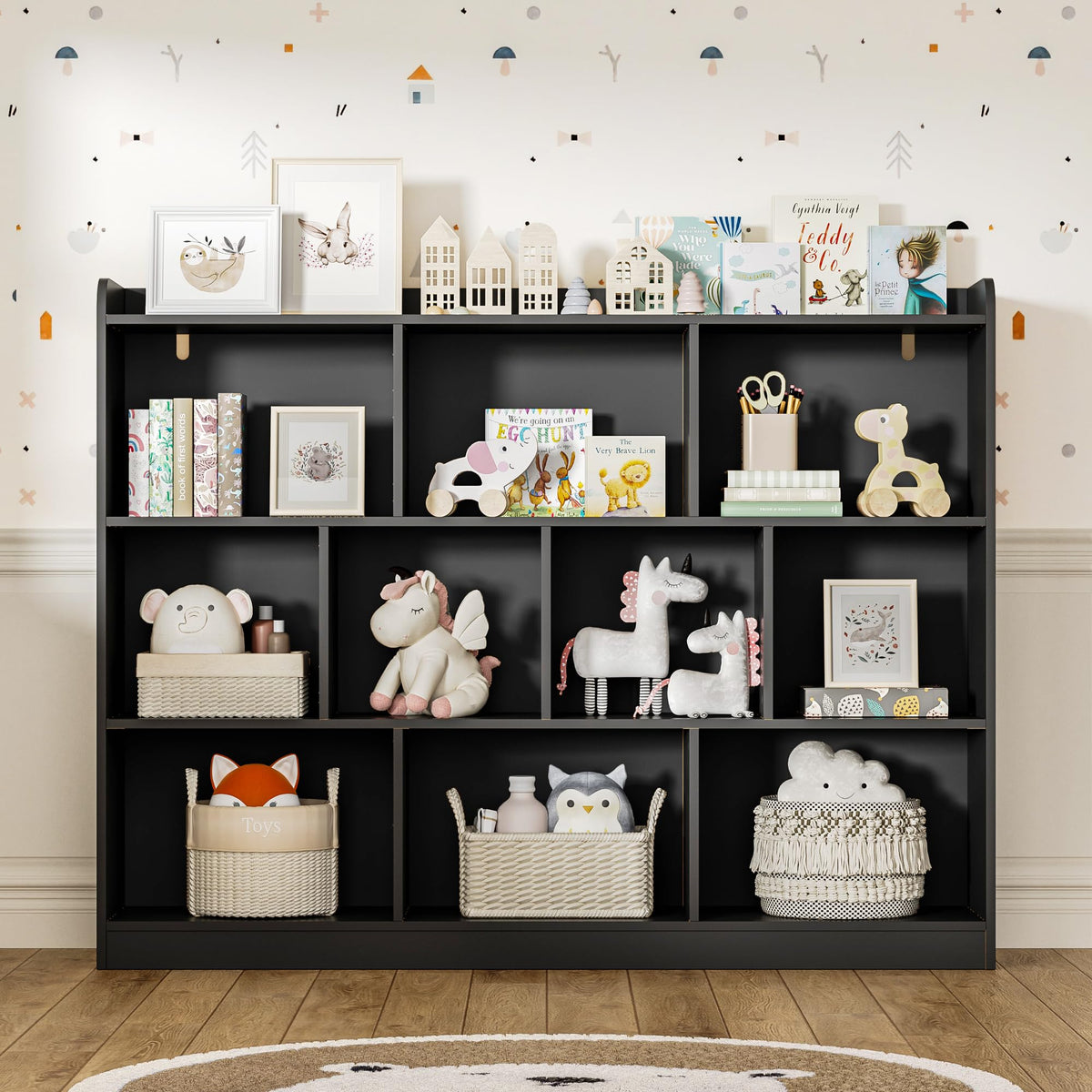 Black 3 Tier Wood Bookshelf F429878