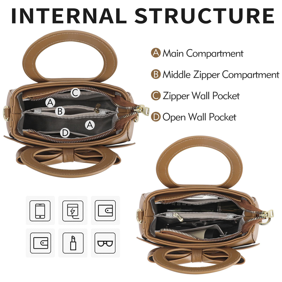 Vegan Leather Crossbody Bag with Top Carry Handle W2569