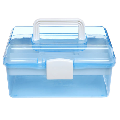 10 Inch Blue Plastic Storage Box with Removable Tray A220
