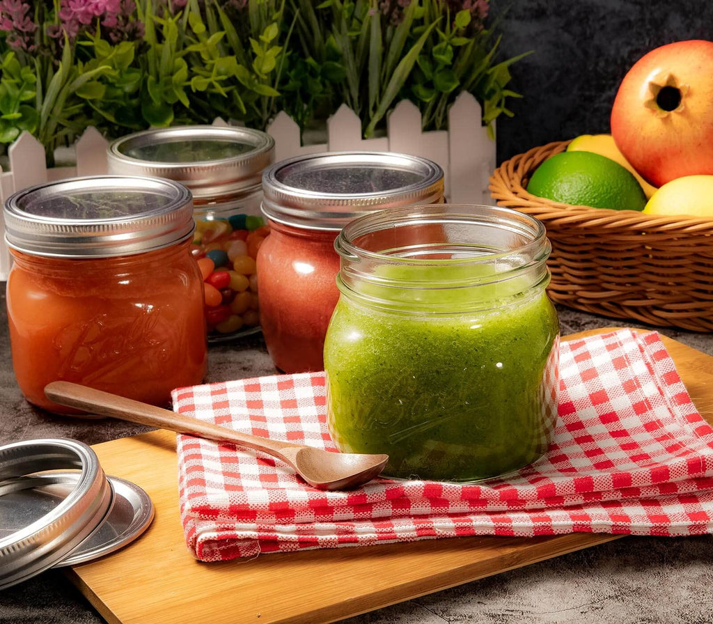Wide Mouth Mason Jars 16oz with Airtight Lids and Bands P7298