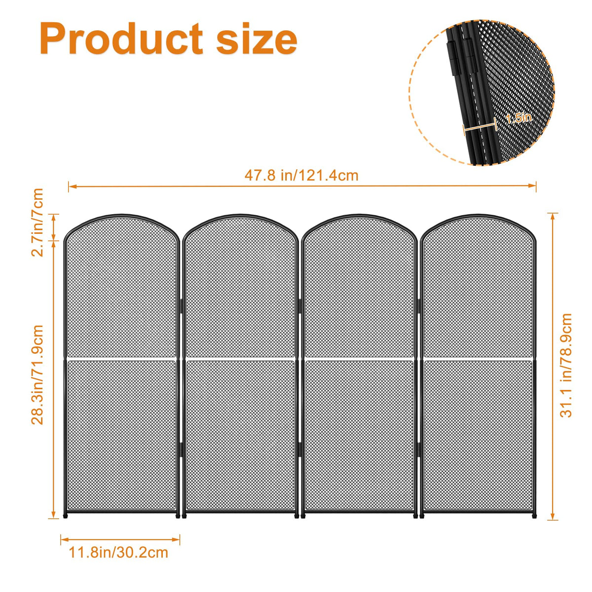 Black Foldable Fireplace Screen A170