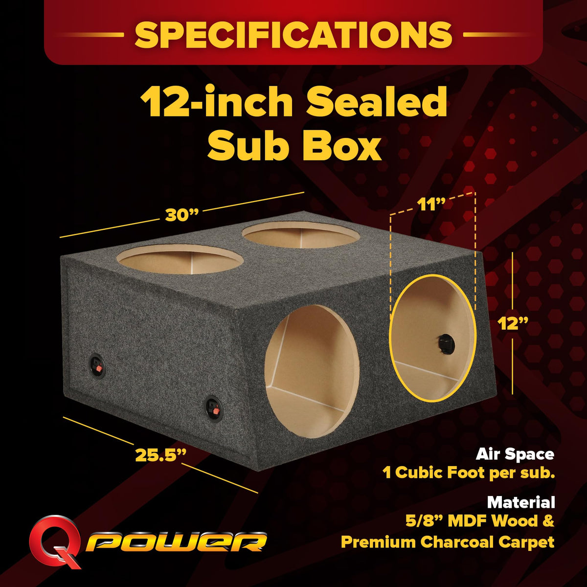 12 Inch 4 Hole Sealed Divided Speaker Box Subwoofer Enclosure P3693