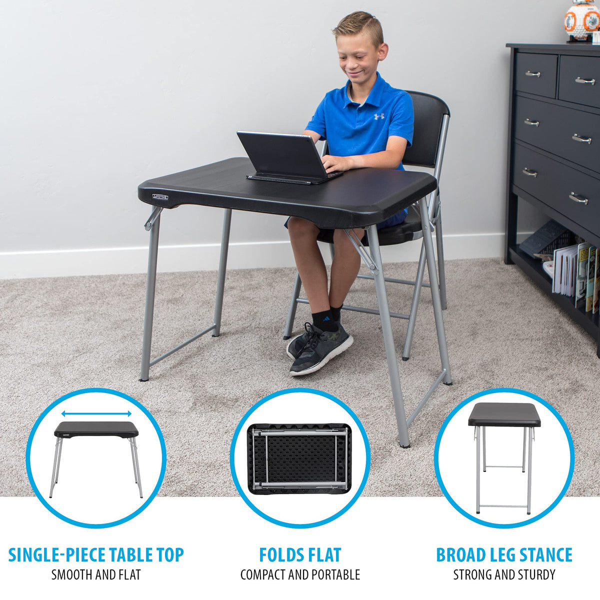 Black and Silver Compact Folding Table C530973