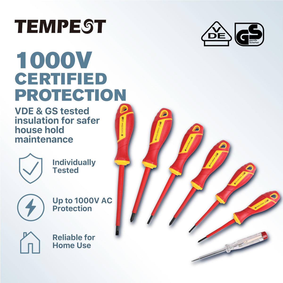 7 Piece VDE Insulated Screwdriver Set with Voltage Tester O5232
