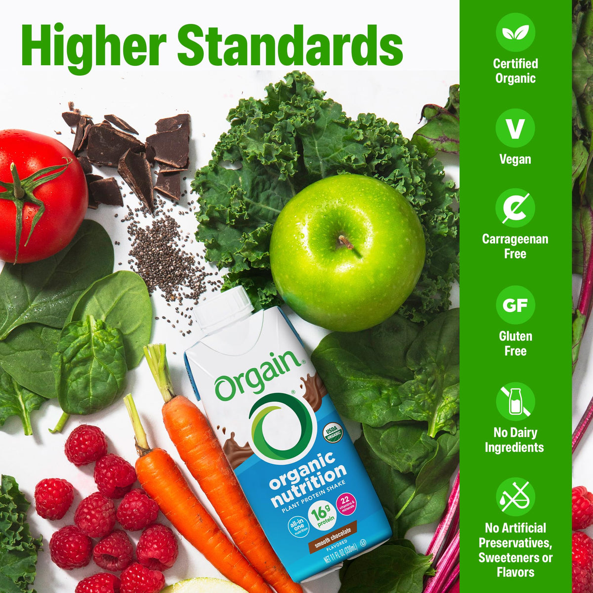 Organic Vegan 16g Protein Shake, Chocolate, 11 oz, 12pk A956