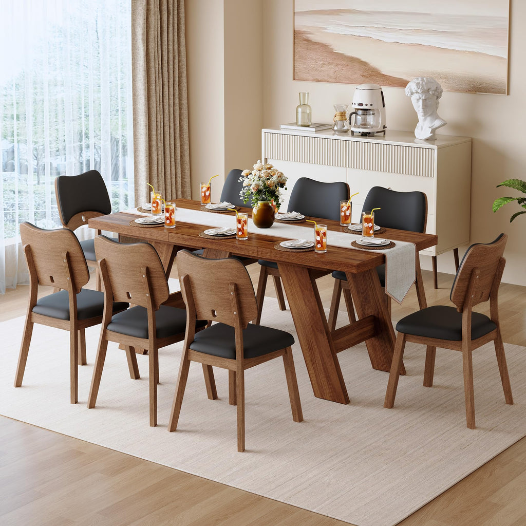 71" Wood Dining Table Set for 8 L707