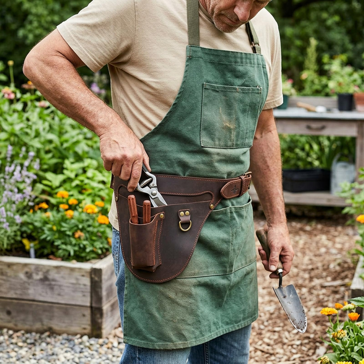 Leather 3 Pockets Adjustable Tool Belt Bag X796