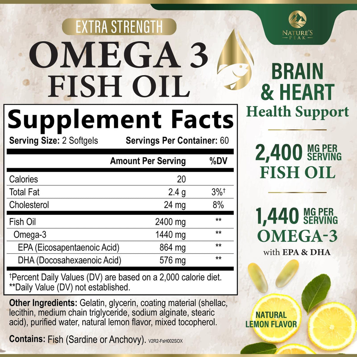 2400mg Omega 3 Fish Oil Softgels O6565