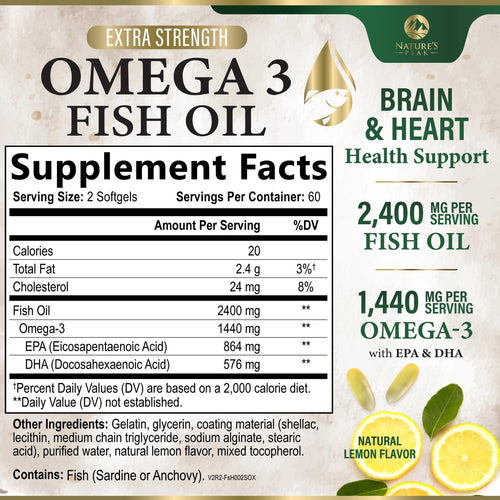 2400mg Omega 3 Fish Oil Softgels O6565