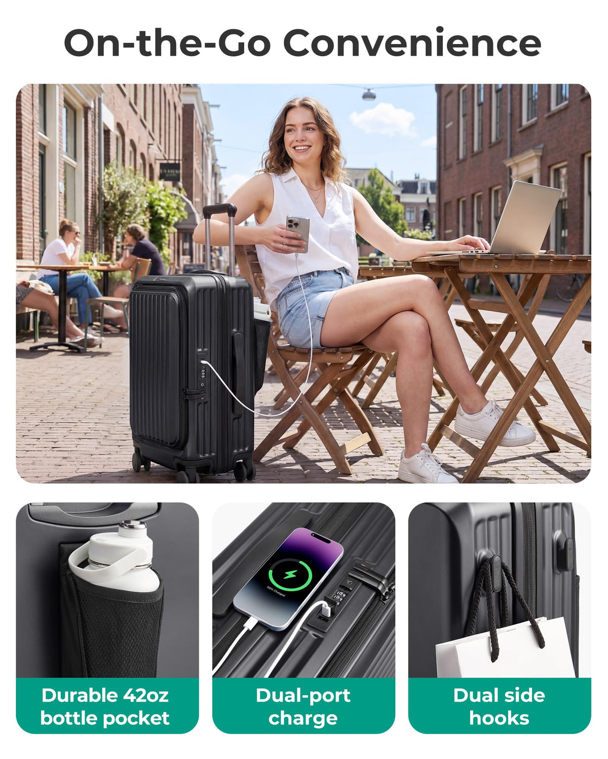 20" Expandable Carry-On Black J1046
