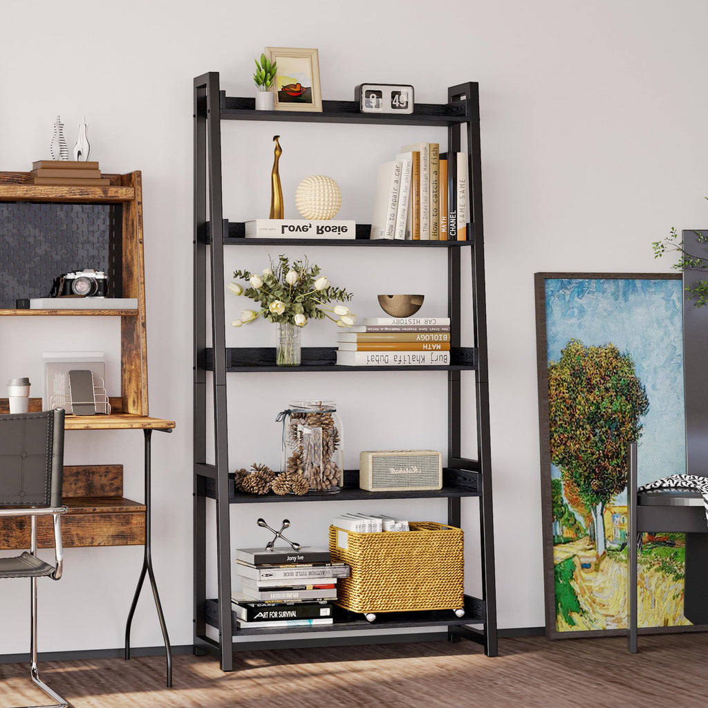 5-Tier Industrial Ladder Shelf Bookcase Y515