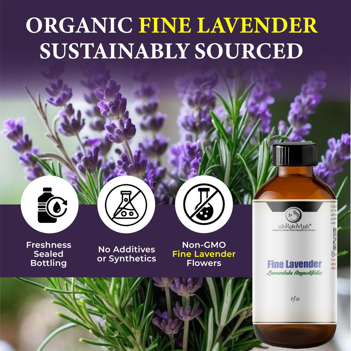Organic Lavender Essential Oil 4 Fl Oz V584141