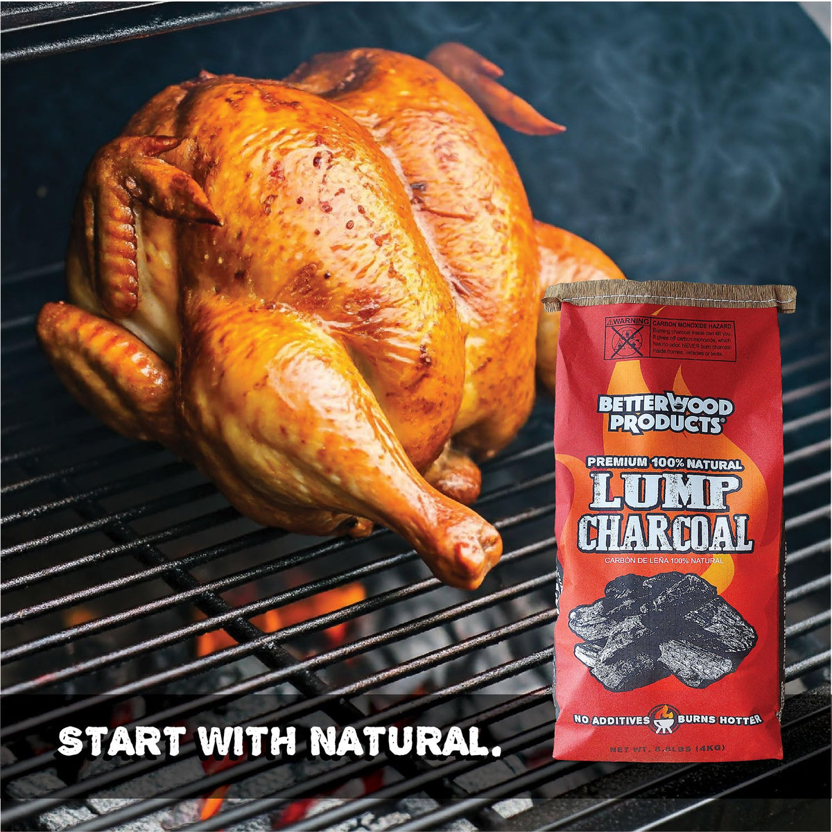 100% All Natural Hardwood Lump Charcoal 17.6 Pounds A526773
