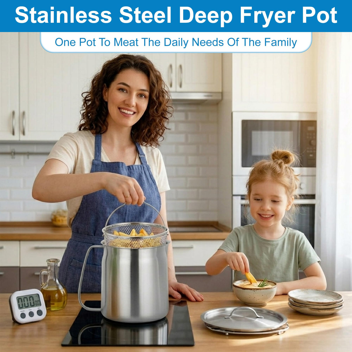 68oz Stainless Steel Oil Filter Pot with Fryer Basket D369