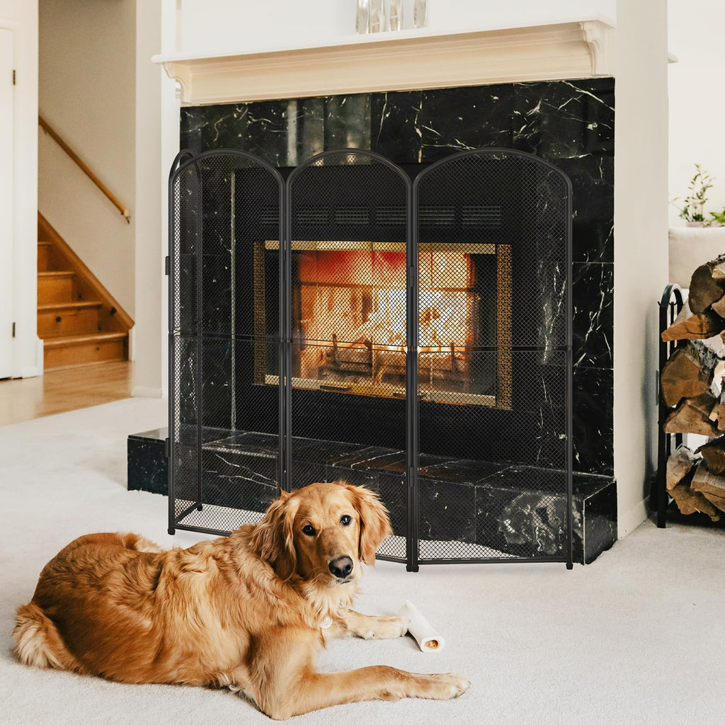 Black Foldable Fireplace Screen A170