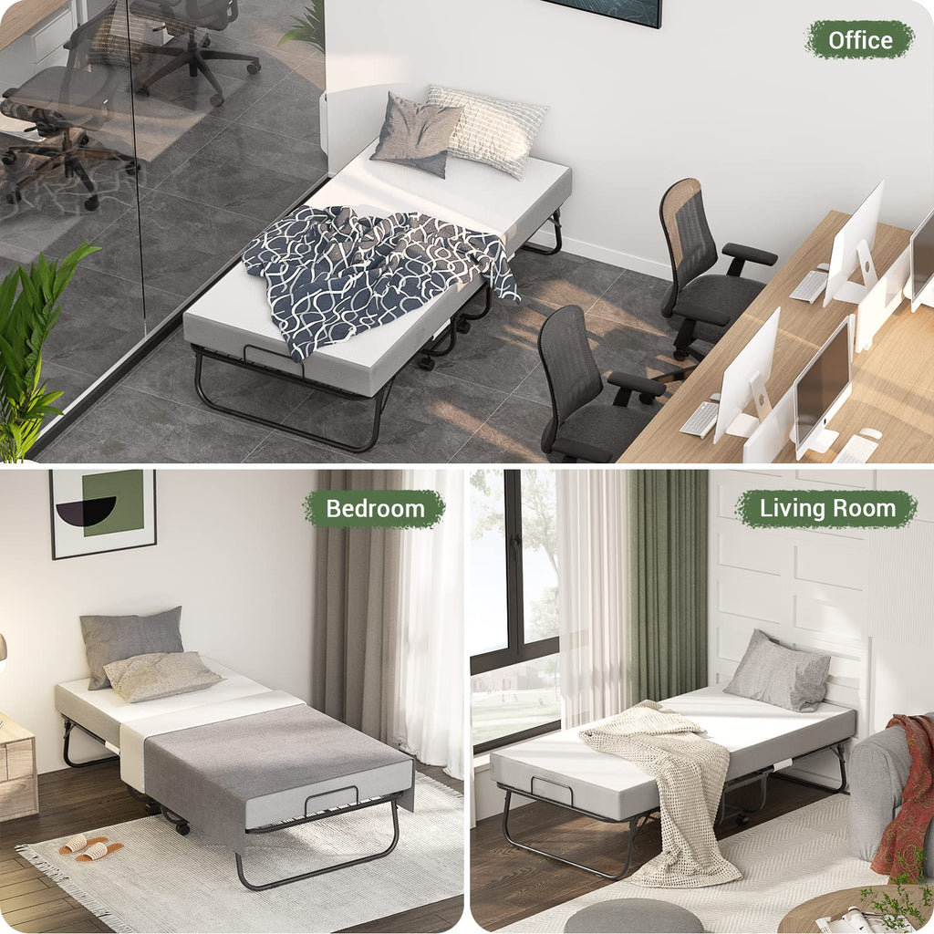 75" x 31" Folding Bed with Memory Foam Mattress C813