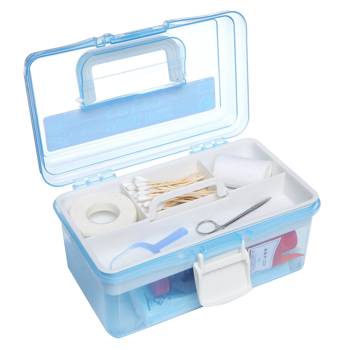10 Inch Blue Plastic Storage Box with Removable Tray A220