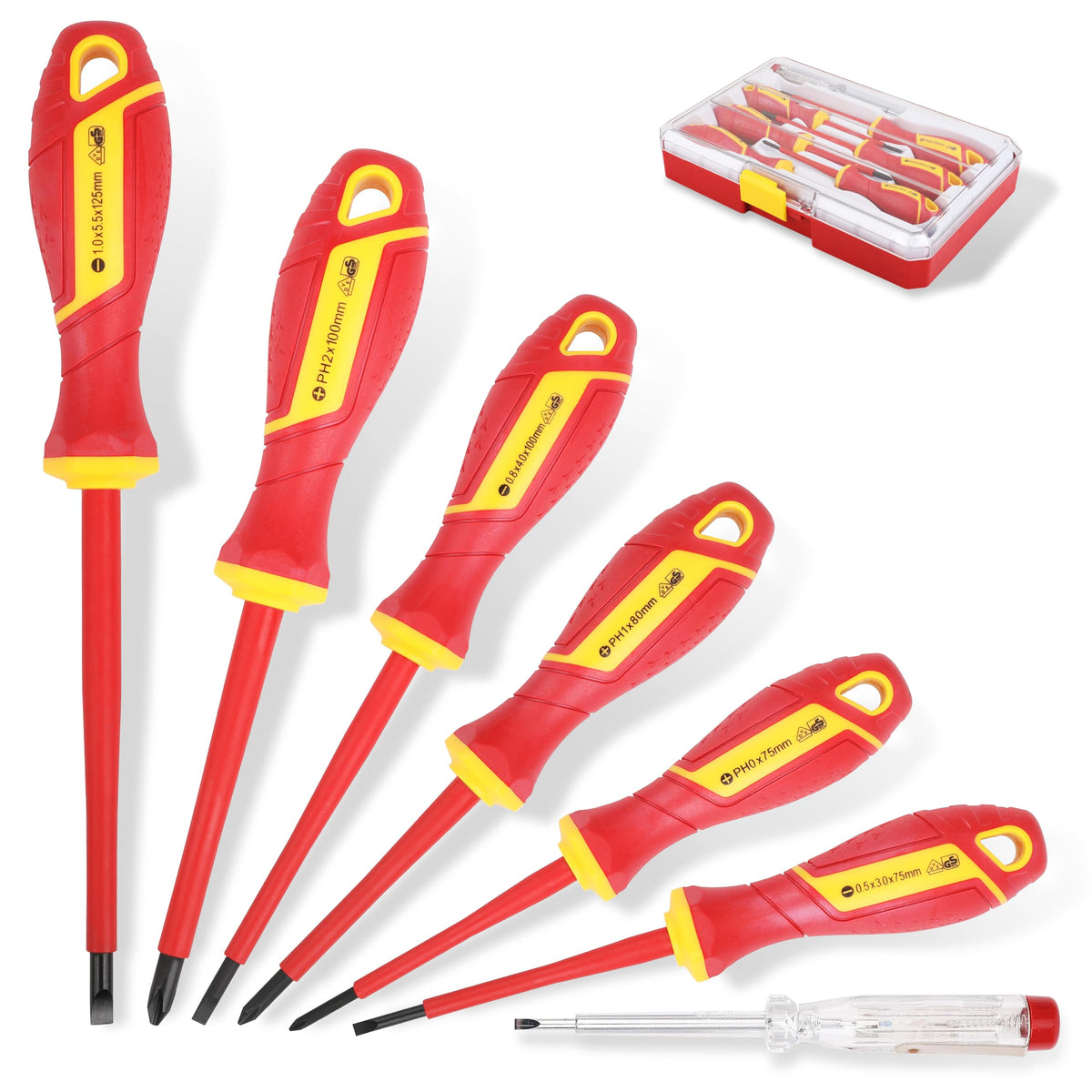 7 Piece VDE Insulated Screwdriver Set with Voltage Tester O5232