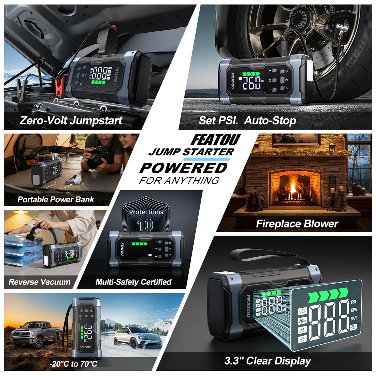 9000A Jump Starter with Air Compressor U775