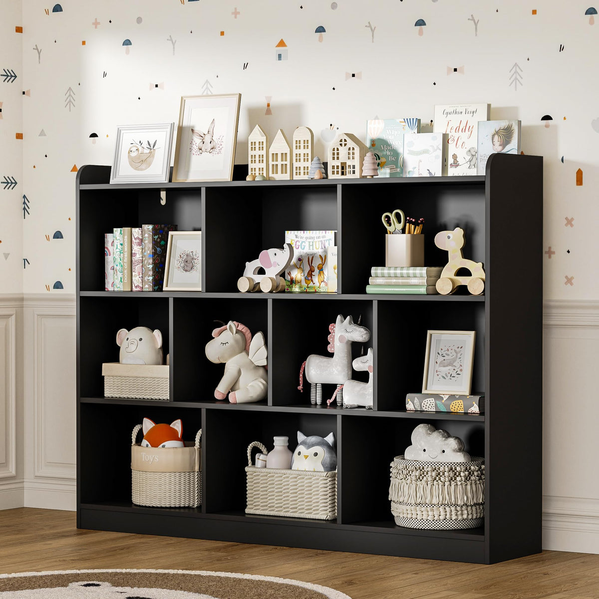 Black 3 Tier Wood Bookshelf F429878