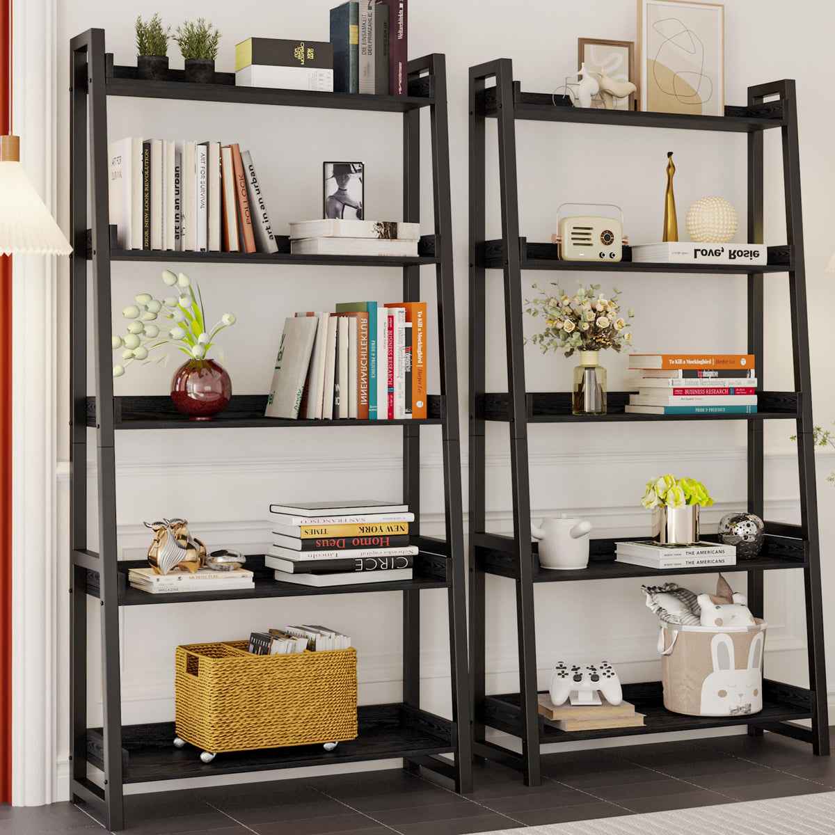 5-Tier Industrial Ladder Shelf Bookcase Y515