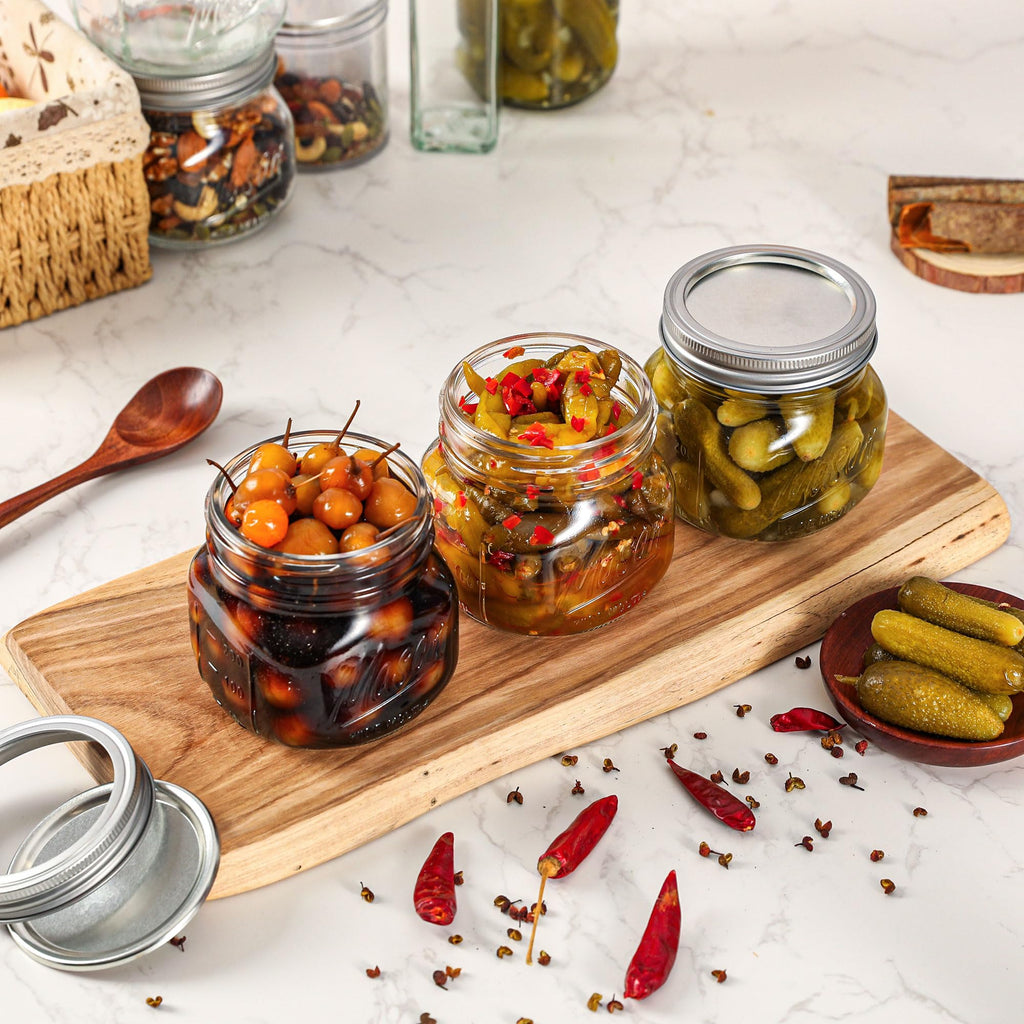 Wide Mouth Mason Jars 16oz with Airtight Lids and Bands P7298