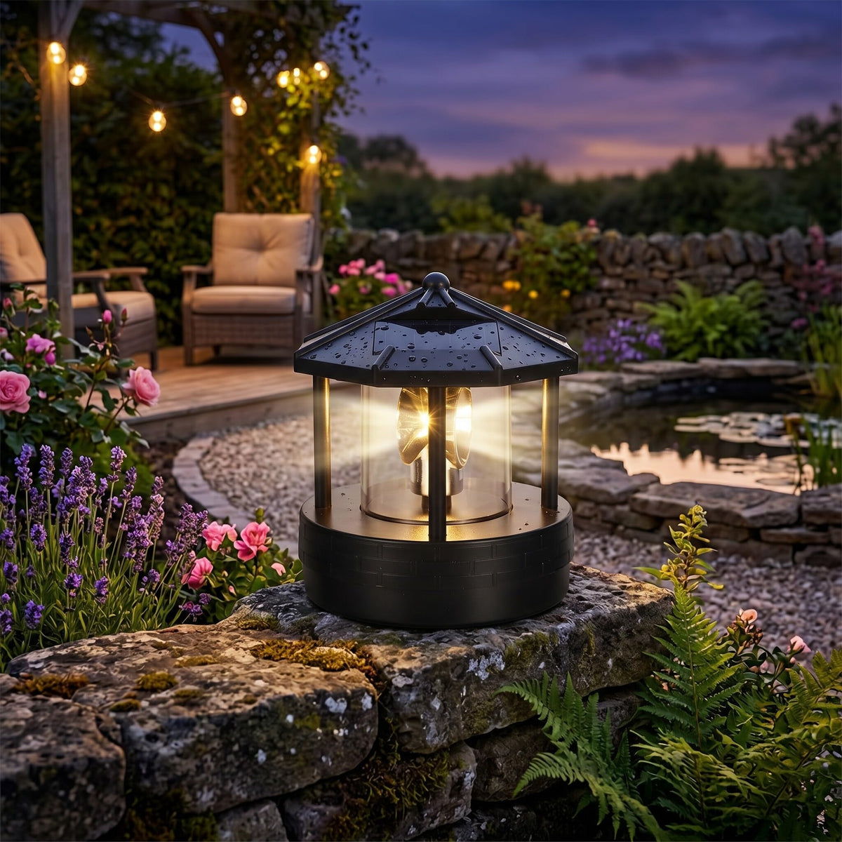 Solar Powered Rotating Lighthouse H977
