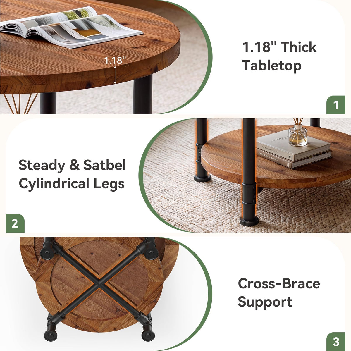 Solid Wood Round Coffee Table R636511