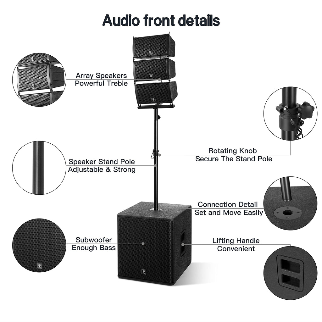 Powered PA Speaker System 6 Line Array Speakers 2PCS 18 Inch Subwoofers K197
